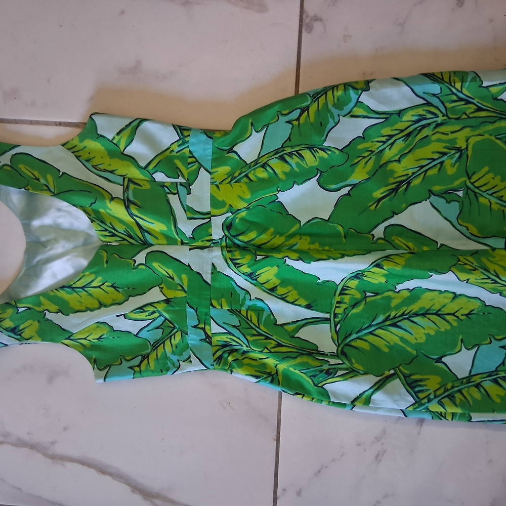 Vineyard Vines Green Leaf Midi Dress Silk Blend - Picture 12 of 13